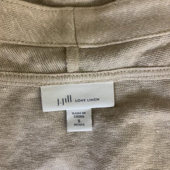 J Jill Linen Blend Beige Open Cardigan Lightweight Relaxed Drape Small Petite - Picture 3 of 4